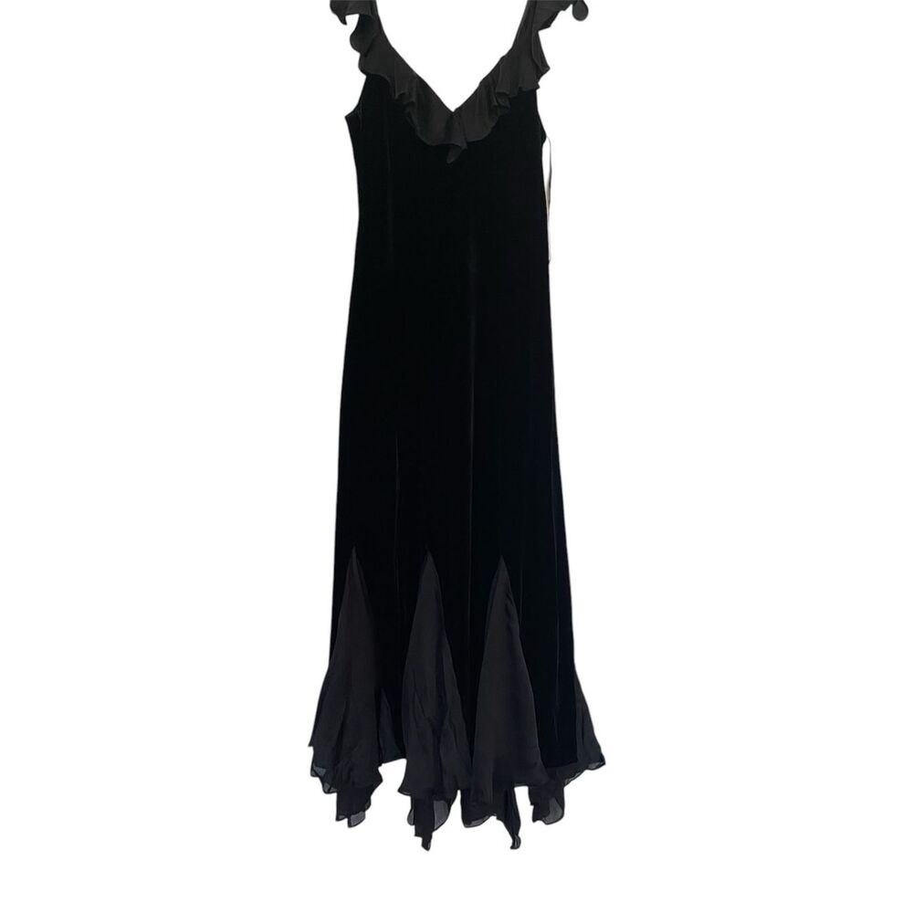 Lauren Ralph Lauren Sleeveless V Neck Black Velvet/Silk Dress